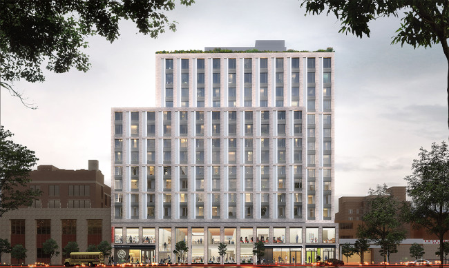 A rendering of the 14-story building at 4790 Broadway.